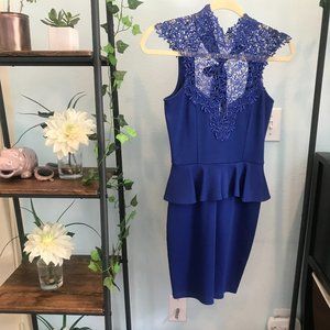 Royal blue lace cocktail dress